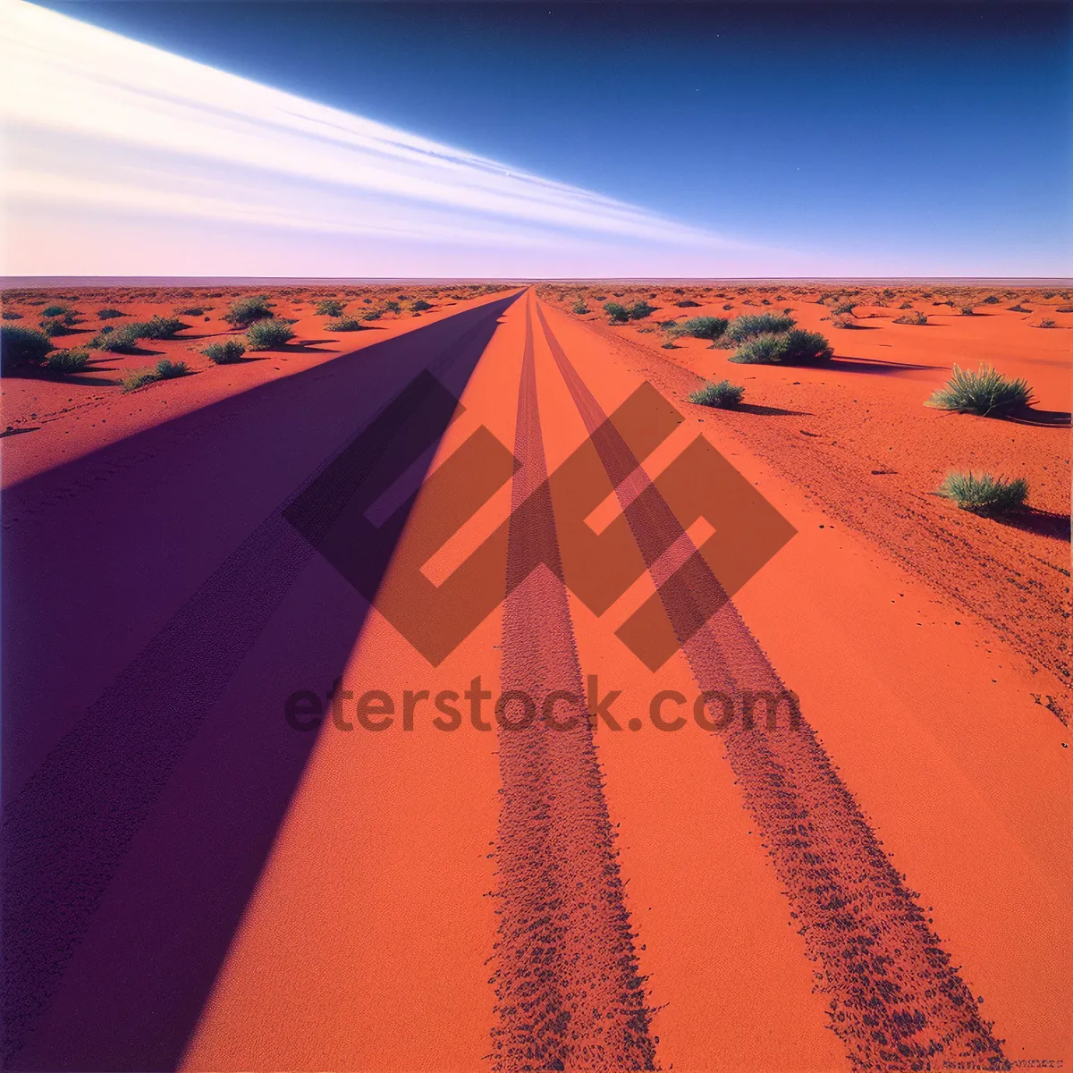 Picture of Sandy Serenity: Dunes and Open Road Underneath the Sun