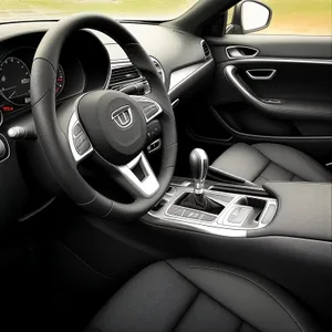 Modern Car Interior with Advanced Dashboard and Steering Wheel