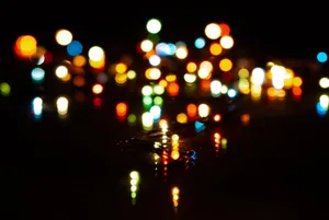 Colorful Holiday Lights Display in the Night Sky