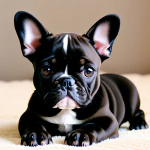 Cute Bulldog Puppy with Wrinkled Face