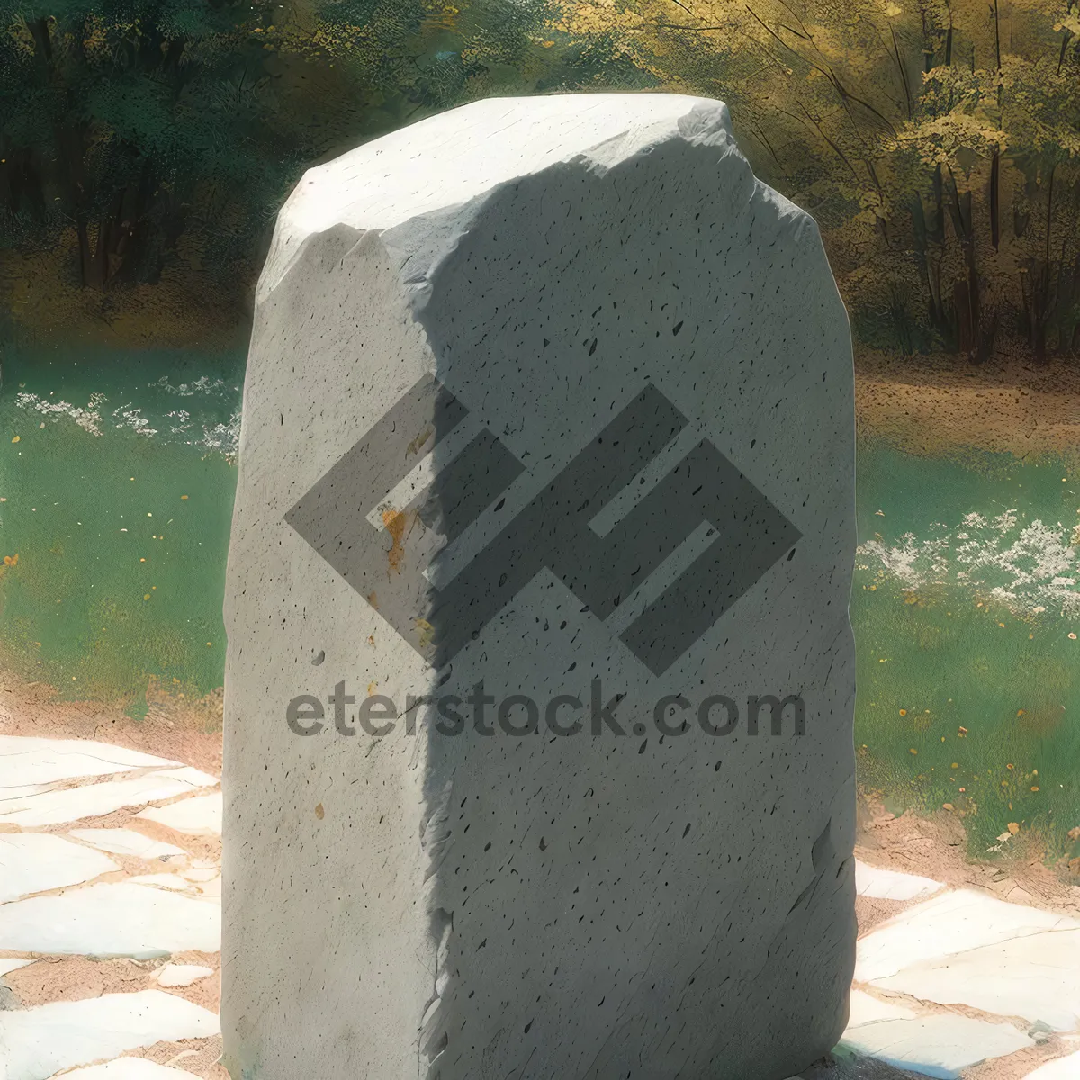 Picture of Serene Megalith Memorial amidst Rural Stone Landscape