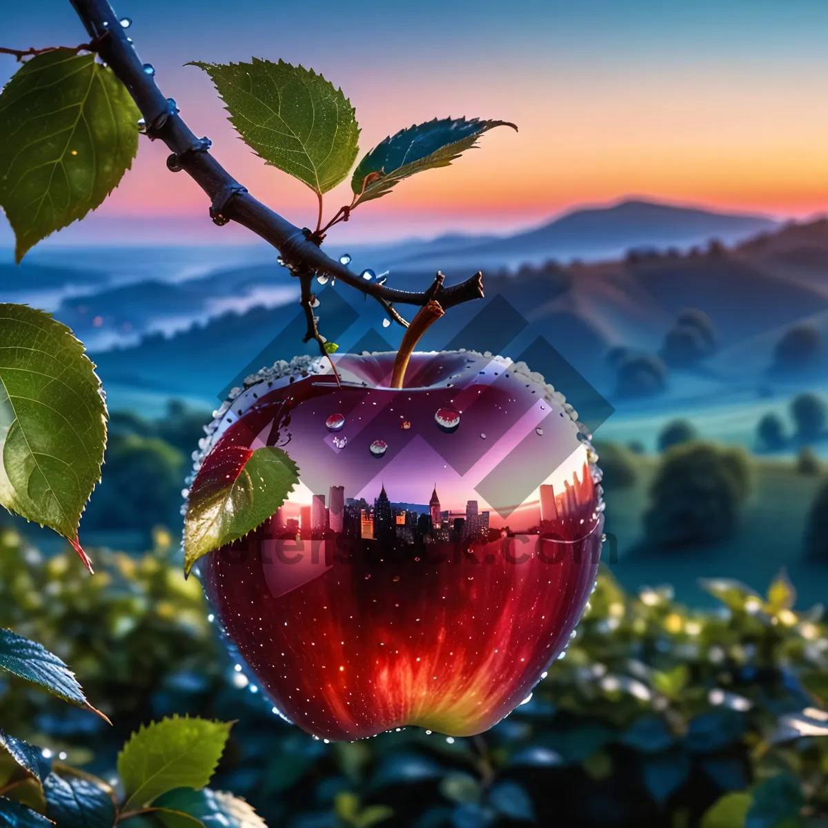 Picture of Fresh Winter Apple Decorations for Holiday Celebration