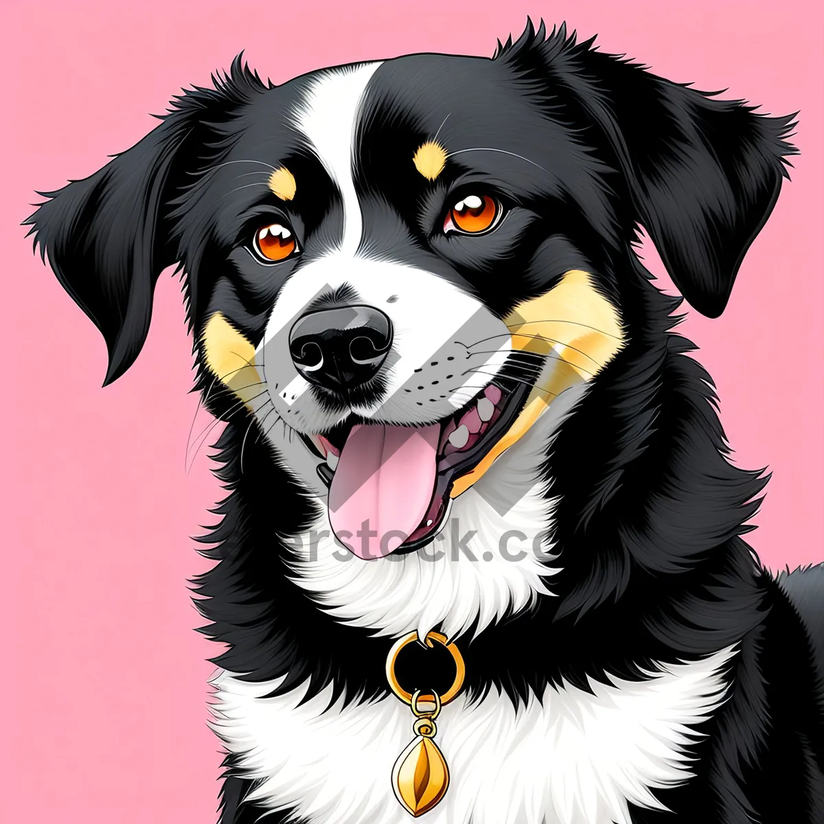 Picture of Joyful Canine Studio Portrait: Pretty Puppy with a Happy Smile