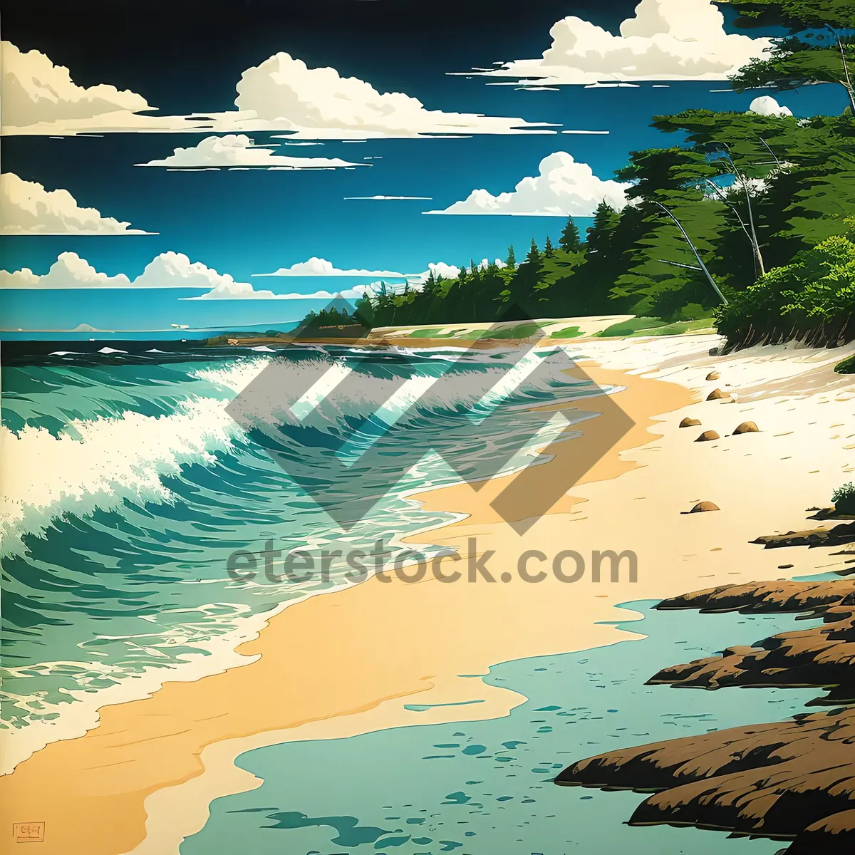 Picture of Serene Beachscape under Clear Turquoise Waves