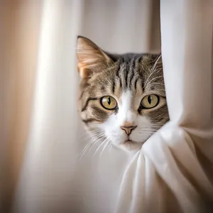 Adorable gray tabby kitten with curious expressions