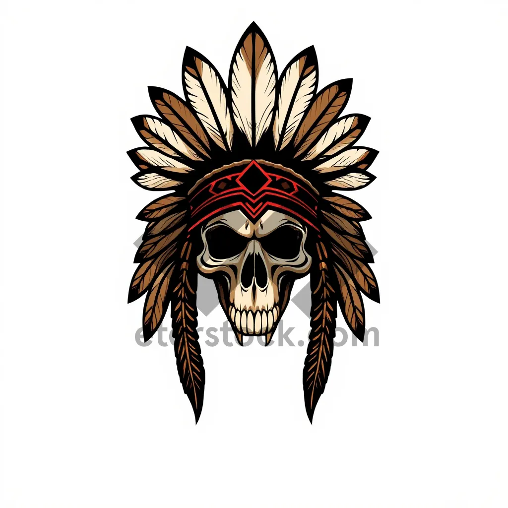 Picture of Silhouette floral graphic symbol decoration retro pencil art.