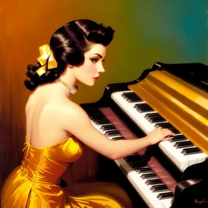 Beautiful Lady Playing a Grand Piano