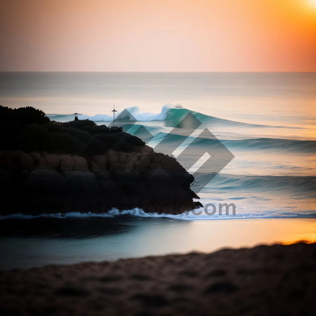 Picture of Serene Sunset over Rocky Coastline