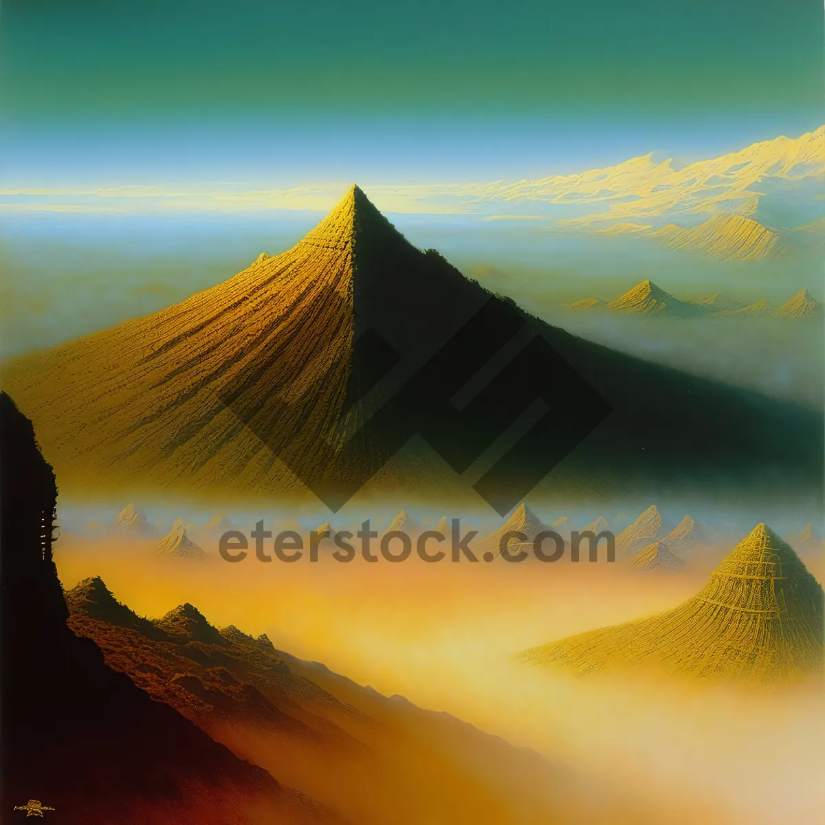 Picture of Sunset Over Majestic Mountain Landscape