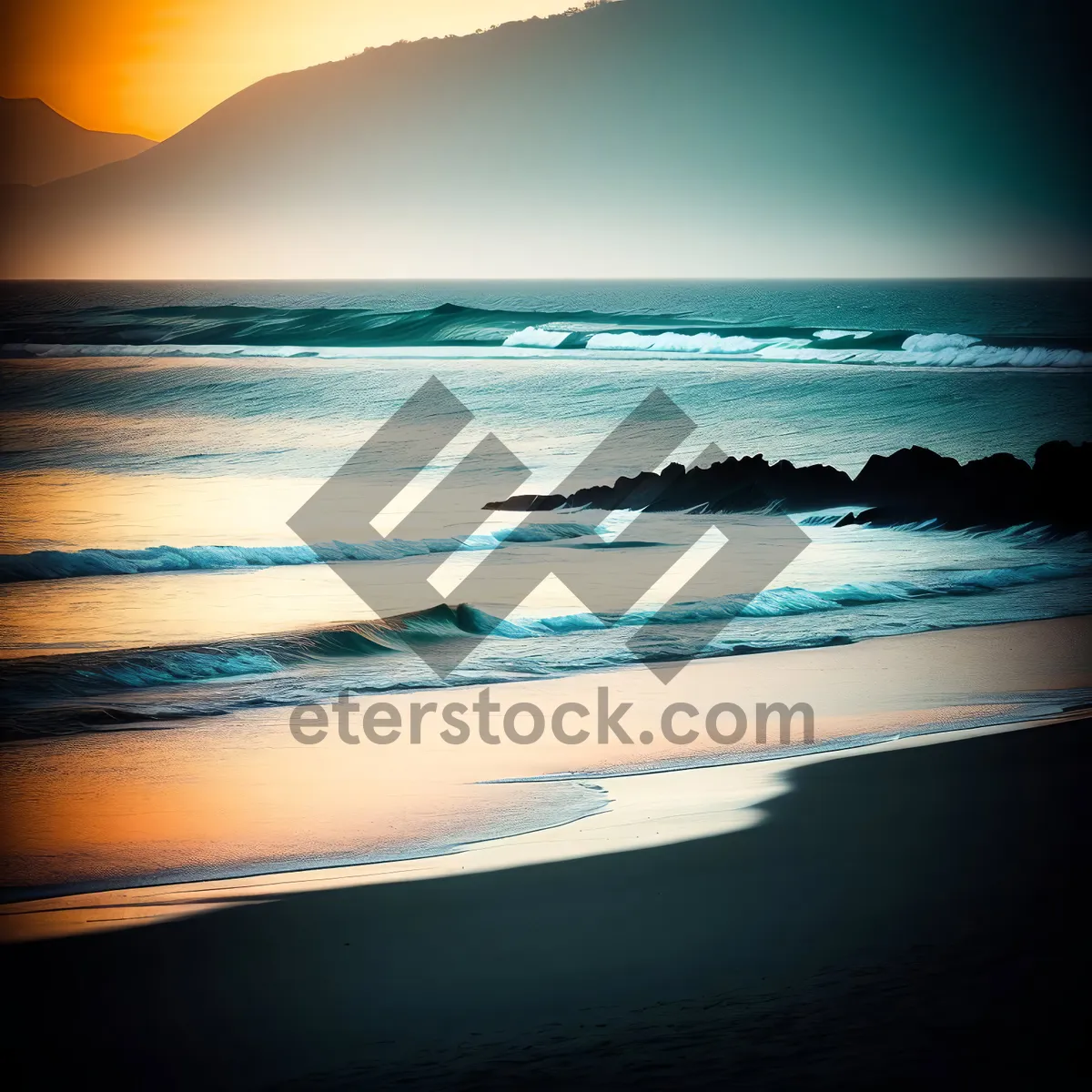 Picture of Golden Horizon: Sunset over the Ocean