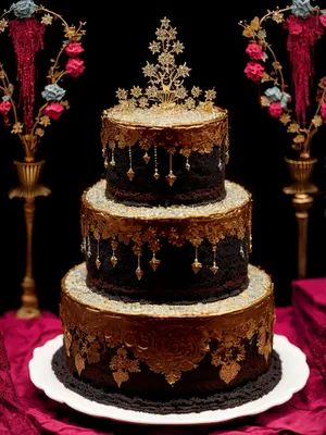 Decadent Chocolate Cake with Golden Fountain