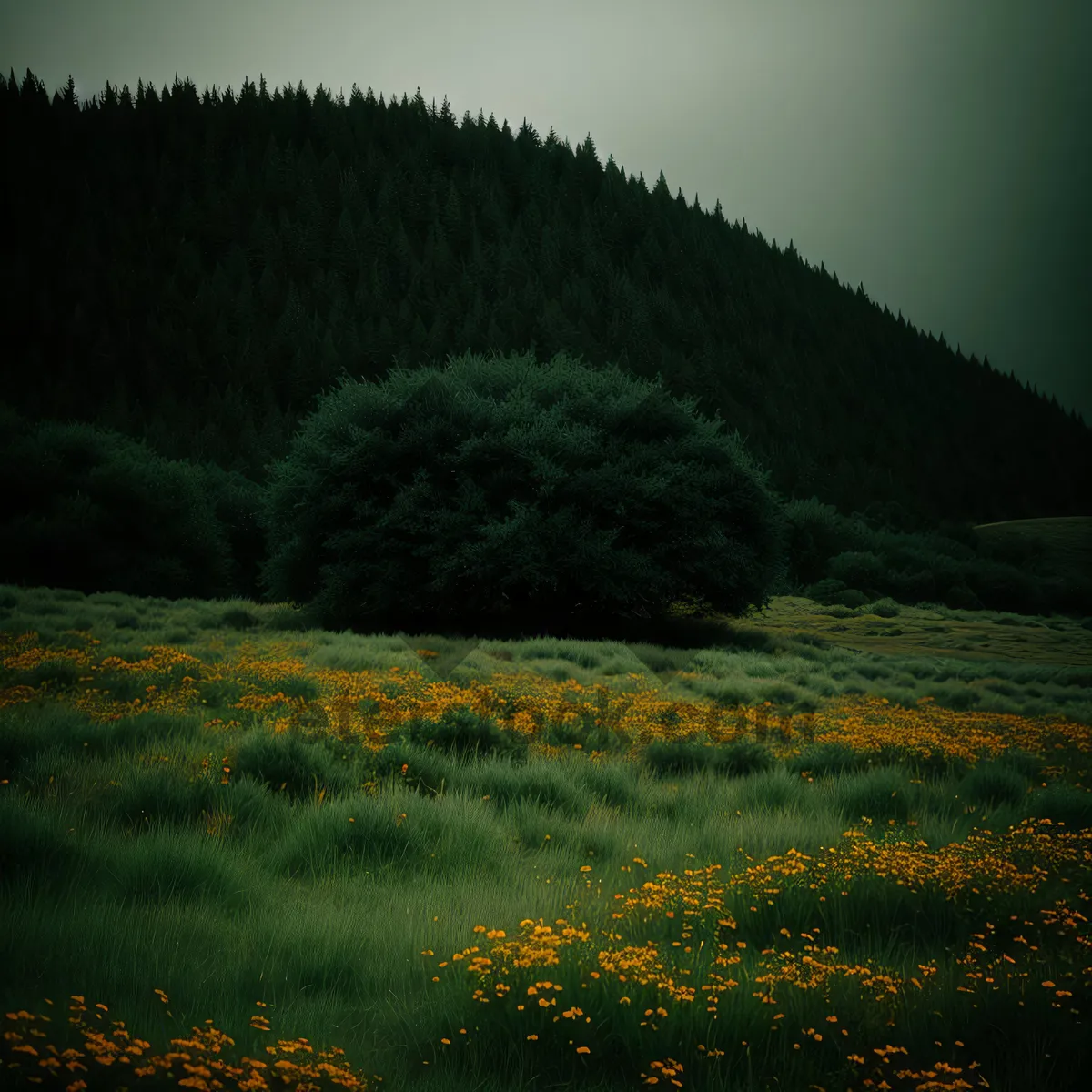 Picture of Vibrant Autumn Landscape with Gorse and Trees