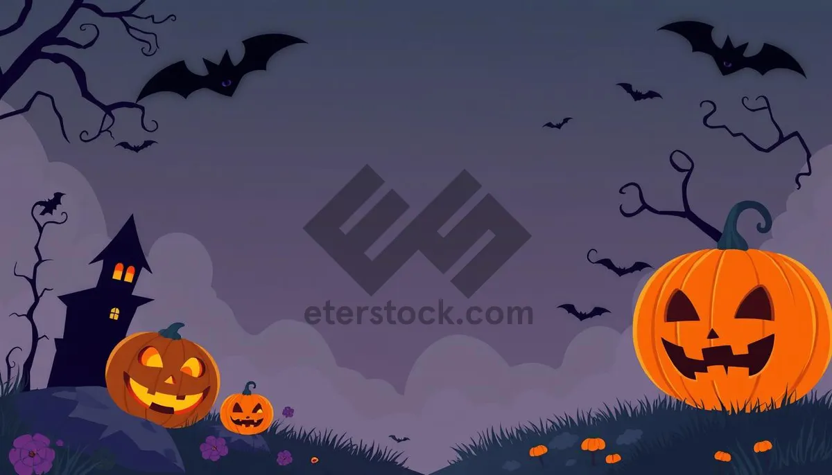 Picture of Halloween Night Sky Silhouette with Deer and Pumpkin