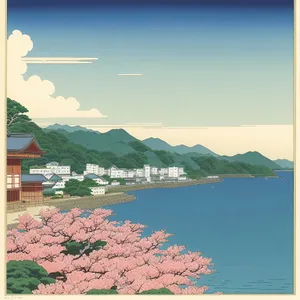Sunset over Serene Coastal Landscape