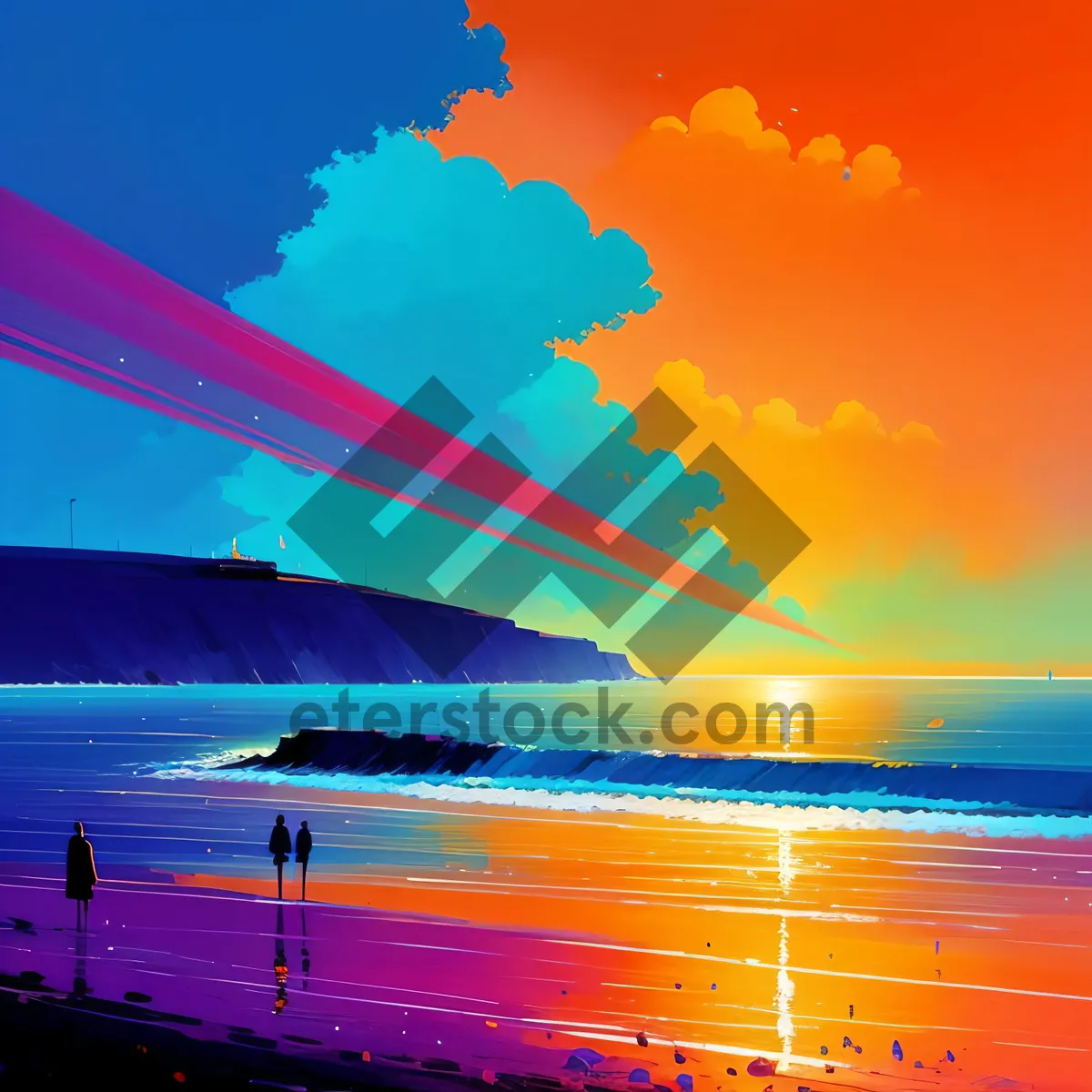 Picture of Vibrant Sunset over Serene Coastal Waters