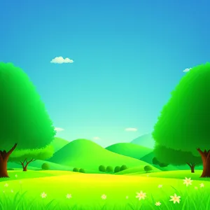 Sunlit Meadow with Green Grass and Blue Sky