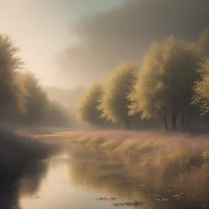 Majestic Sunset Over Serene Countryside