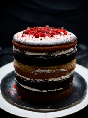 Delicious Chocolate Cake with Fruit and Cream