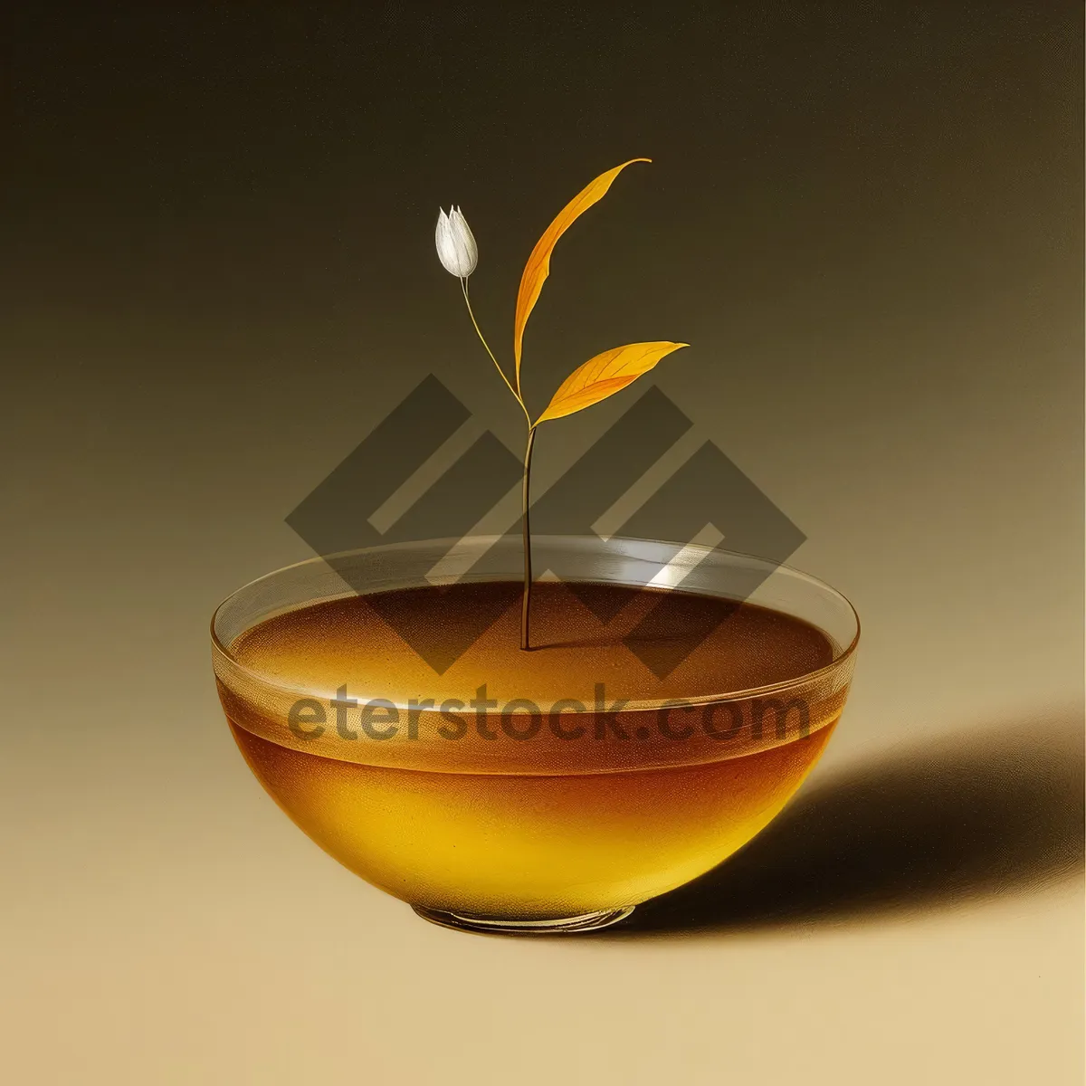 Picture of Yellow Wineglass with Honey and Mixed Drinks