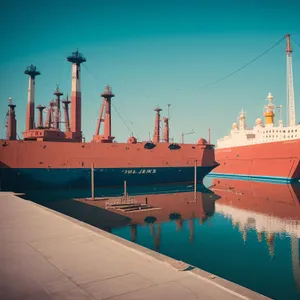 Container Ship at Port: Industrial Maritime Transport