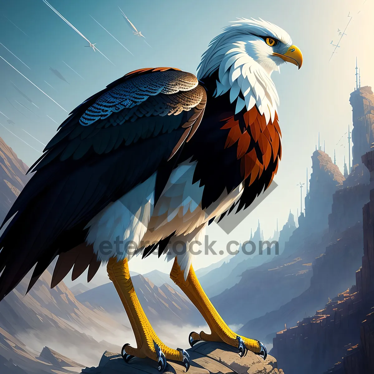 Picture of  Majestic Hunter: Bald Eagle Soaring with Sharp Gaze