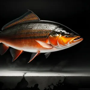 Colorful Tropical Goldfish Swimming in Aquarium