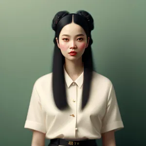 Attractive businesswoman smiling in corporate office portrait.