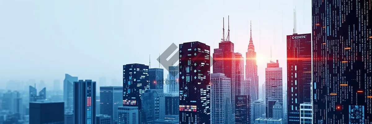 Picture of Modern business district skyline at night with city lights