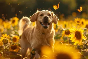 Cute Golden Retriever Puppy Portrait Studio Image