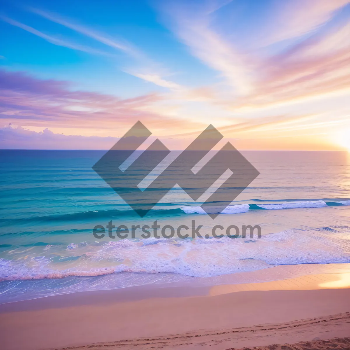 Picture of Serene Beachscape: Tropical Paradise under Clear Turquoise Sky