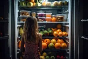 Fresh Fruits and Vegetables in Refrigerator