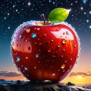 Vibrant Red Delicious Apple on Earth Globe Symbol