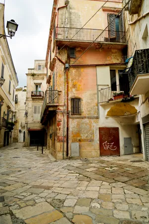 Old Town Architecture with Stone Walls and Balconies