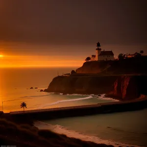 Serene Sunset Over Coastal Promontory