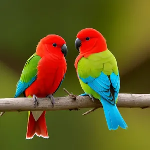 Colorful Macaw perched on branch with vibrant feathers