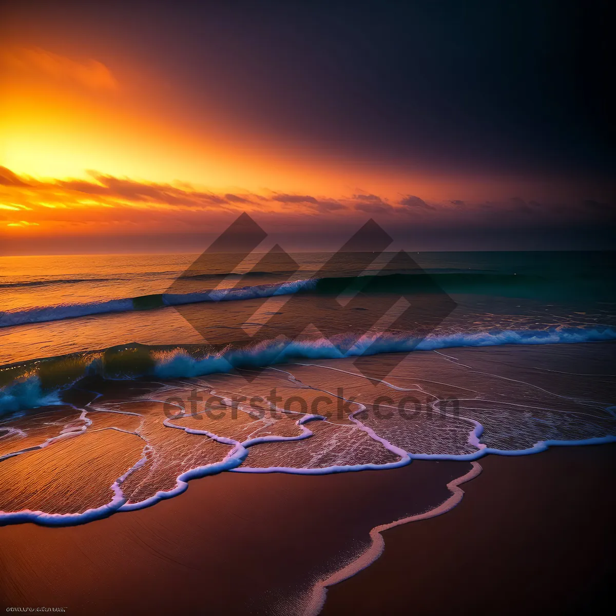 Picture of Golden Serenity: Sunset Reflections on a Beach