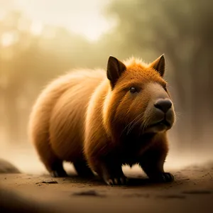 Adorable Brown Piglet with Furry Ears