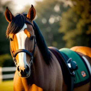 Beautiful Thoroughbred Stallion in a Ranch Field