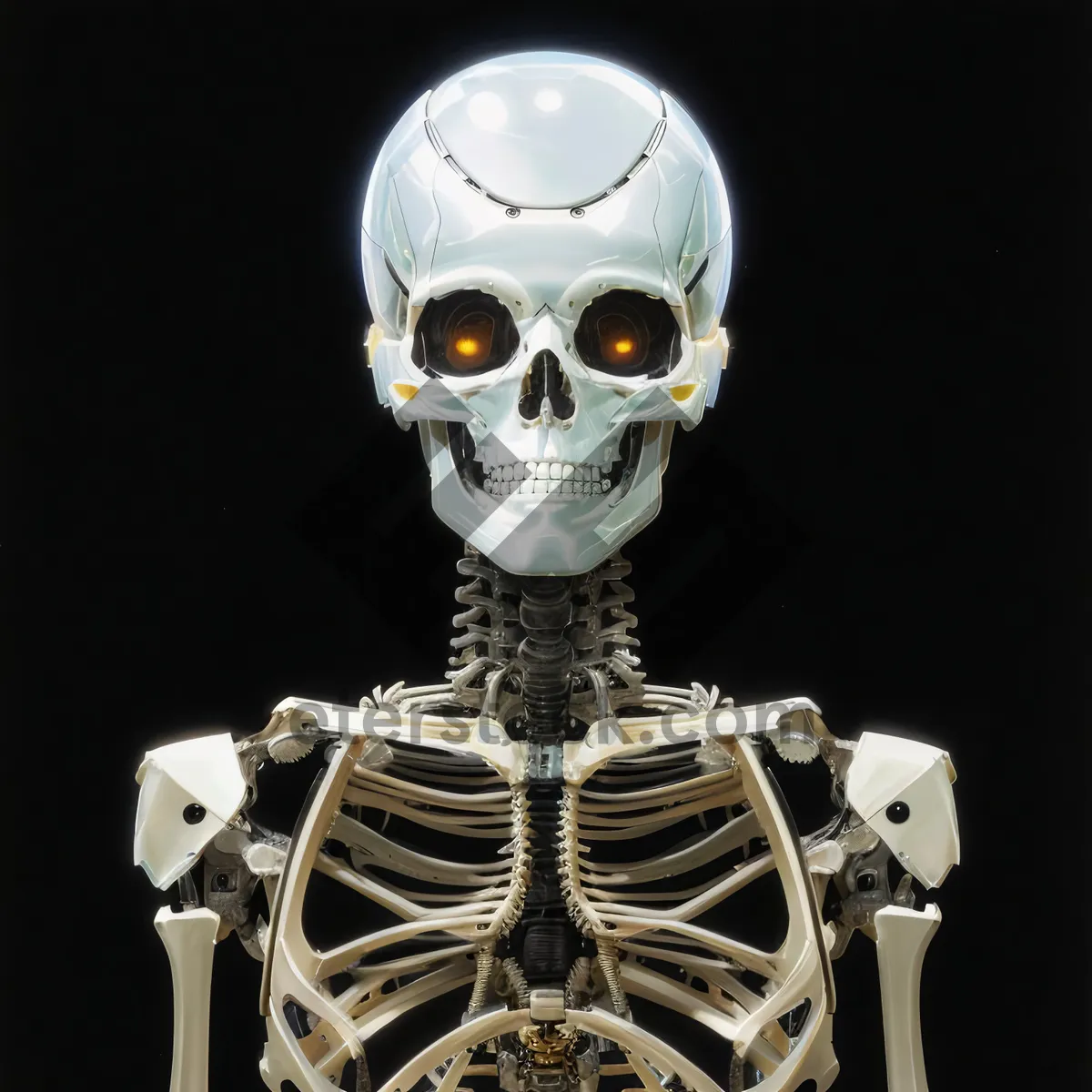 Picture of Spooky 3D sculpture of a skull-faced automaton.