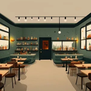 Modern restaurant interior with elegant furniture and lighting