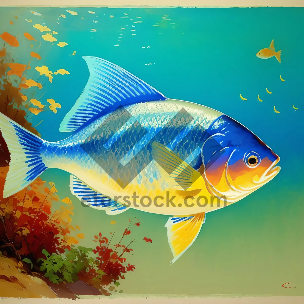 Picture of Vibrant Orange Goldfish in Underwater Aquarium