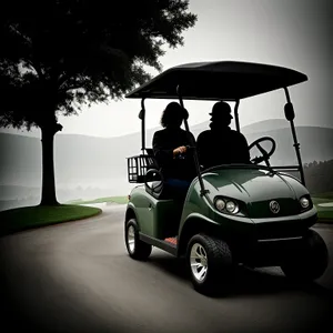 Sporty Drive on Green Grass - Golf Cart Transportation