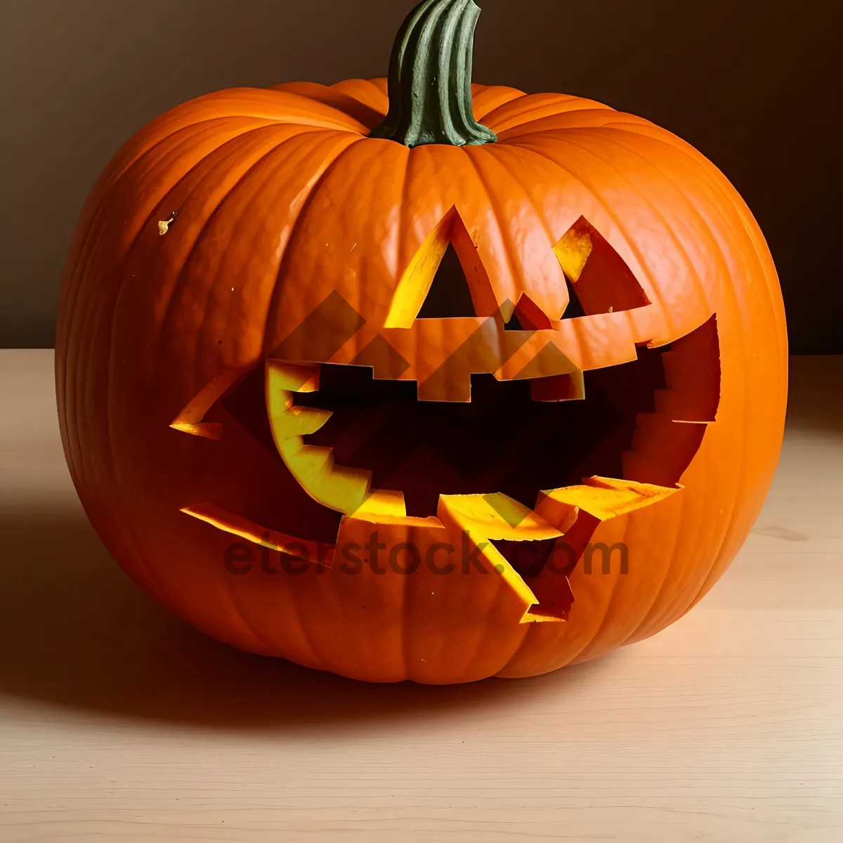 Picture of Autumn-inspired Jack-O'-Lantern illuminating Halloween atmosphere.