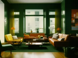 Modern luxury living room interior with stylish furniture.