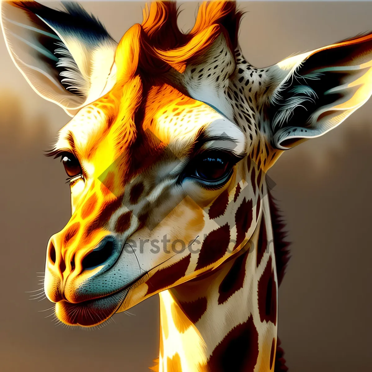 Picture of Giraffe Safari: Wild Masked Mammal on Carousel Ride