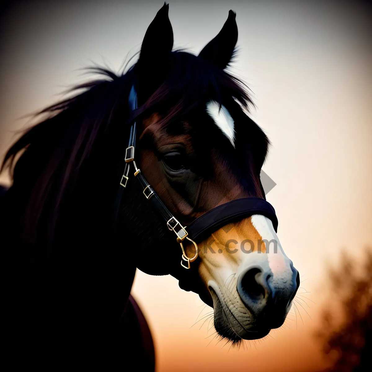 Picture of Elegant Thoroughbred Stallion with Bridle