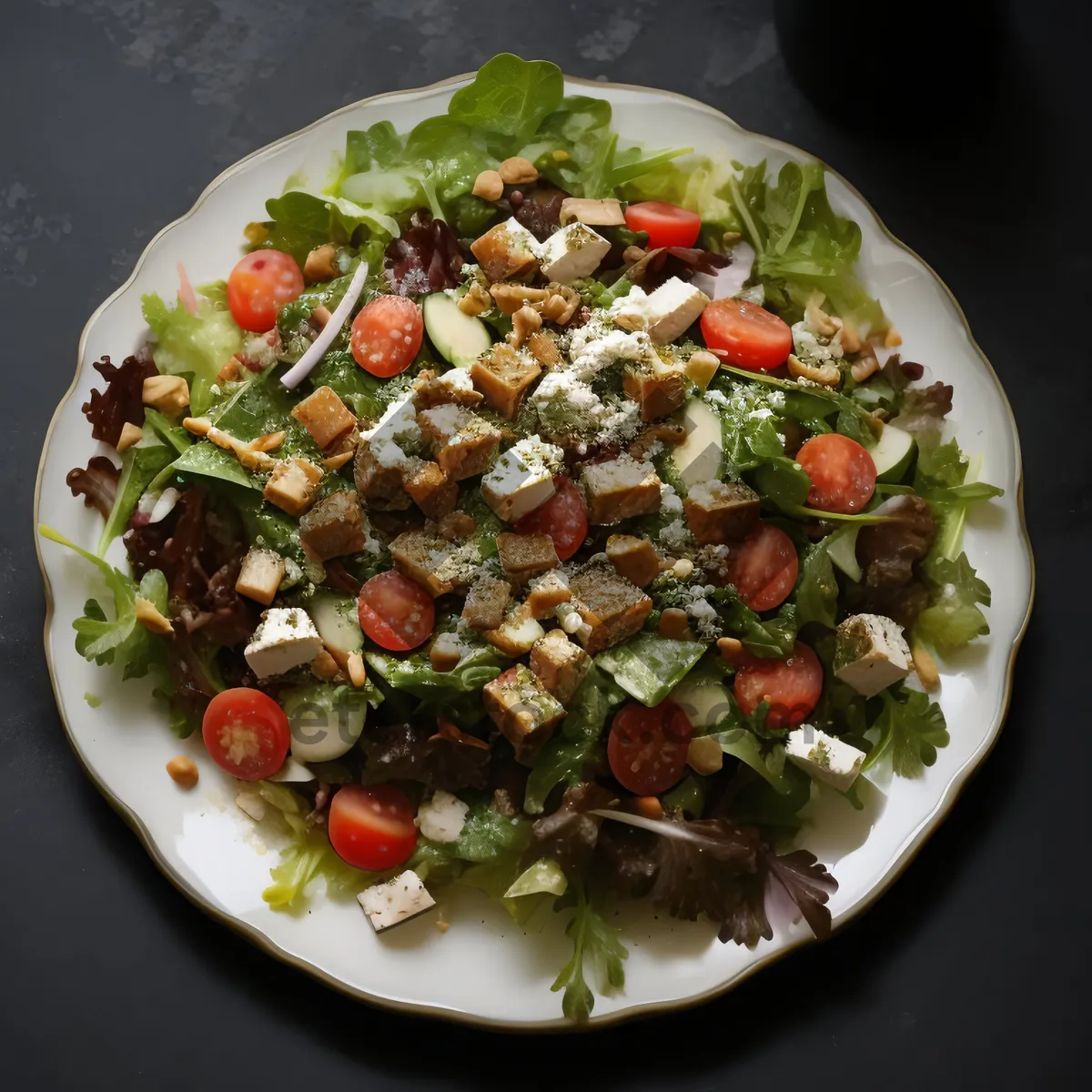 Picture of Fresh and Healthy Vegetable Plate with Black Beans