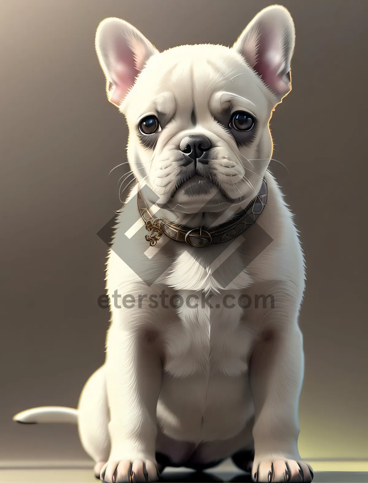Picture of In a captivating studio portrait, the cuteness of a wrinkled bulldog puppy shines through, creating an irresistible image