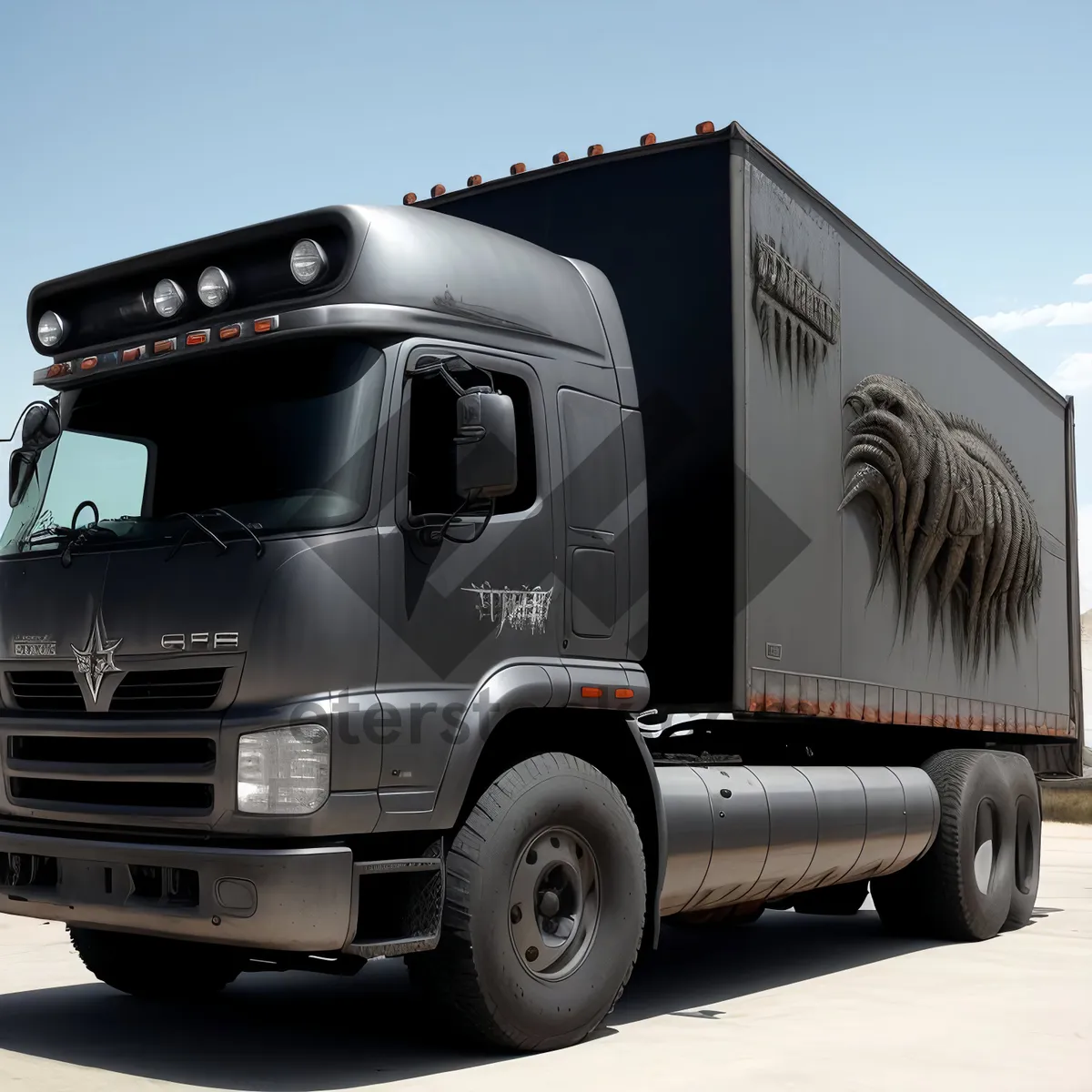 Picture of Fast-moving cargo truck on a busy highway