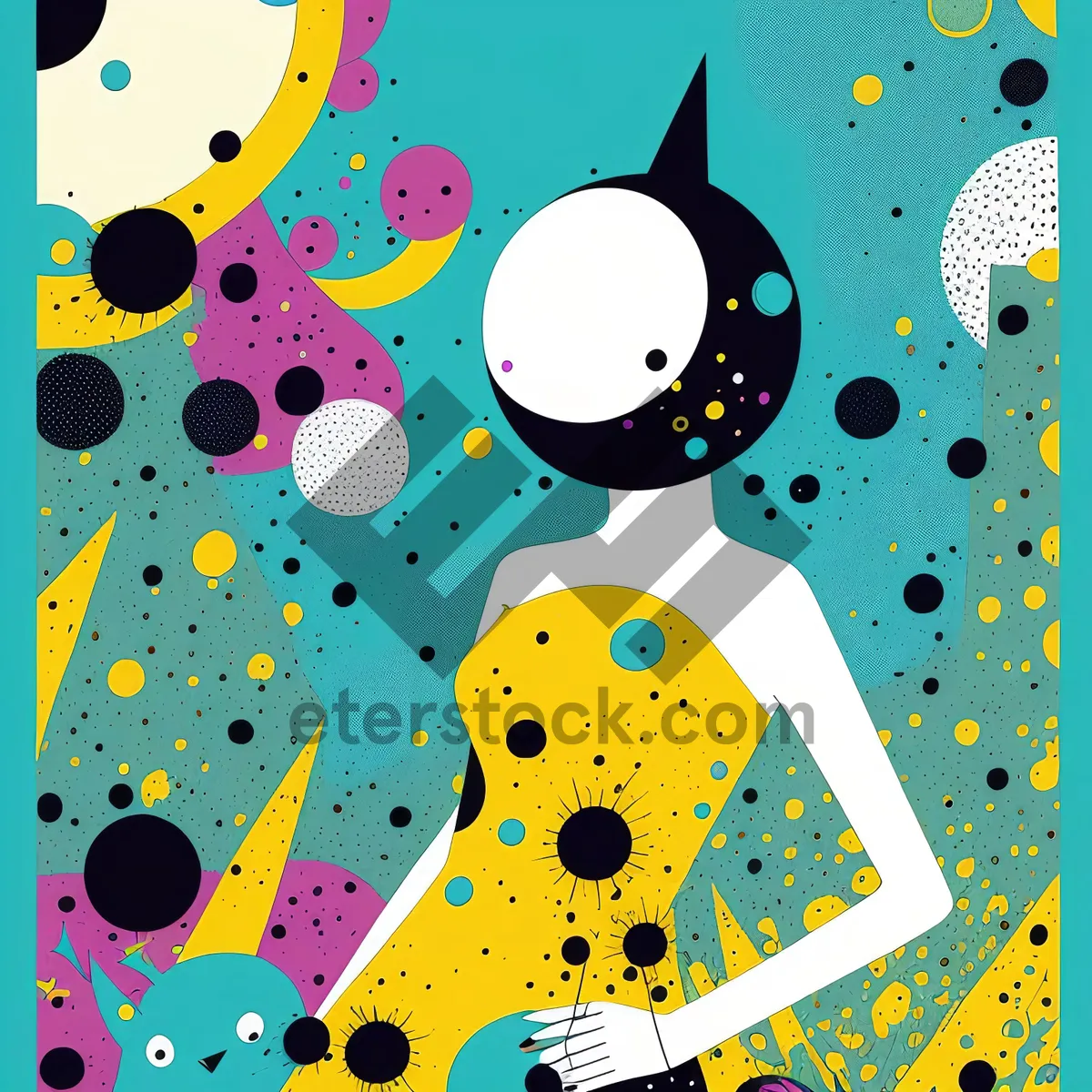 Picture of Colorful Polka Dot Cartoon Pattern Wallpaper